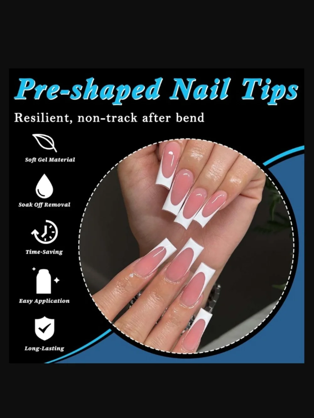 Medium Square Clear False Press On Nails